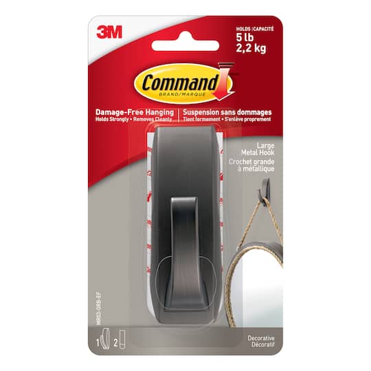 Command™ Large Decorative Metal Hook, Oil Rubbed Bronze